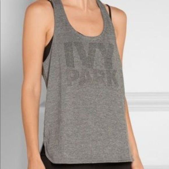 Ivy Park Laser Cut Logo Racerback Tank Top Heather Gray Womens Medium M Workout - Picture 10 of 10